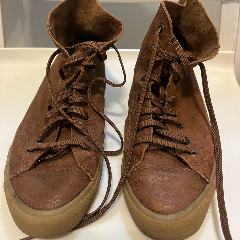 Seavees Brown Leather High-Top Sneakers